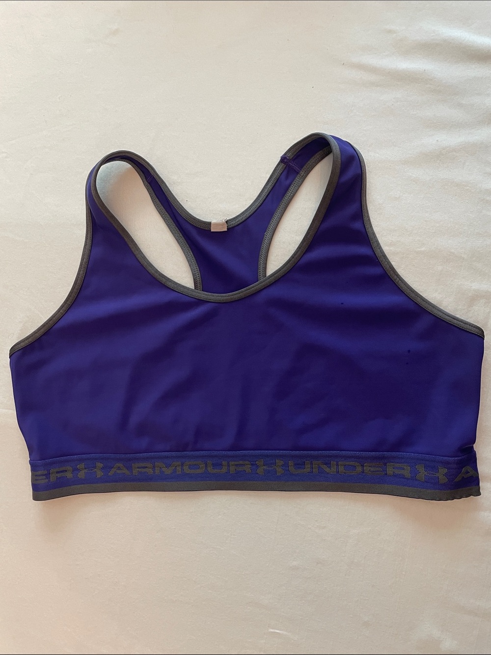 Under Armour Deep Purple Racerback Sports Bra with Gray Trim
